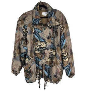 Vintage 1980s RARE PRINT 100% Silk Art to Wear Jacket,  Animal Watercolor SZ M